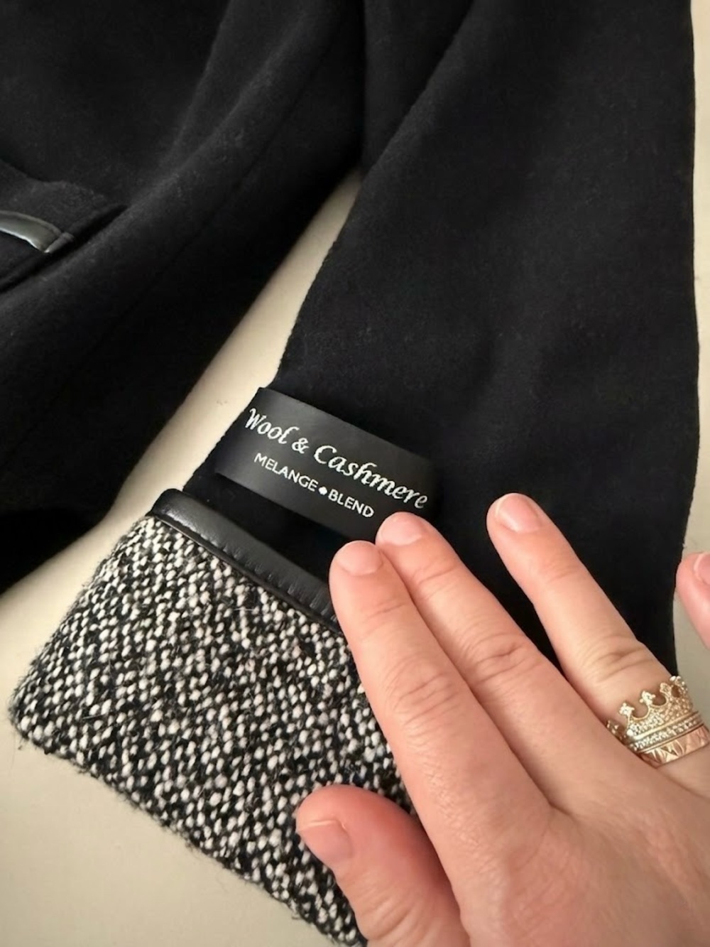 Fen-Nelli Italian Wool Cashmere Blend Coat Salt Pepper Trim Quite Luxury 18W - Picture 2 of 6